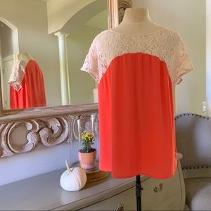 Maeve Lace Penumbra Coral Blouse